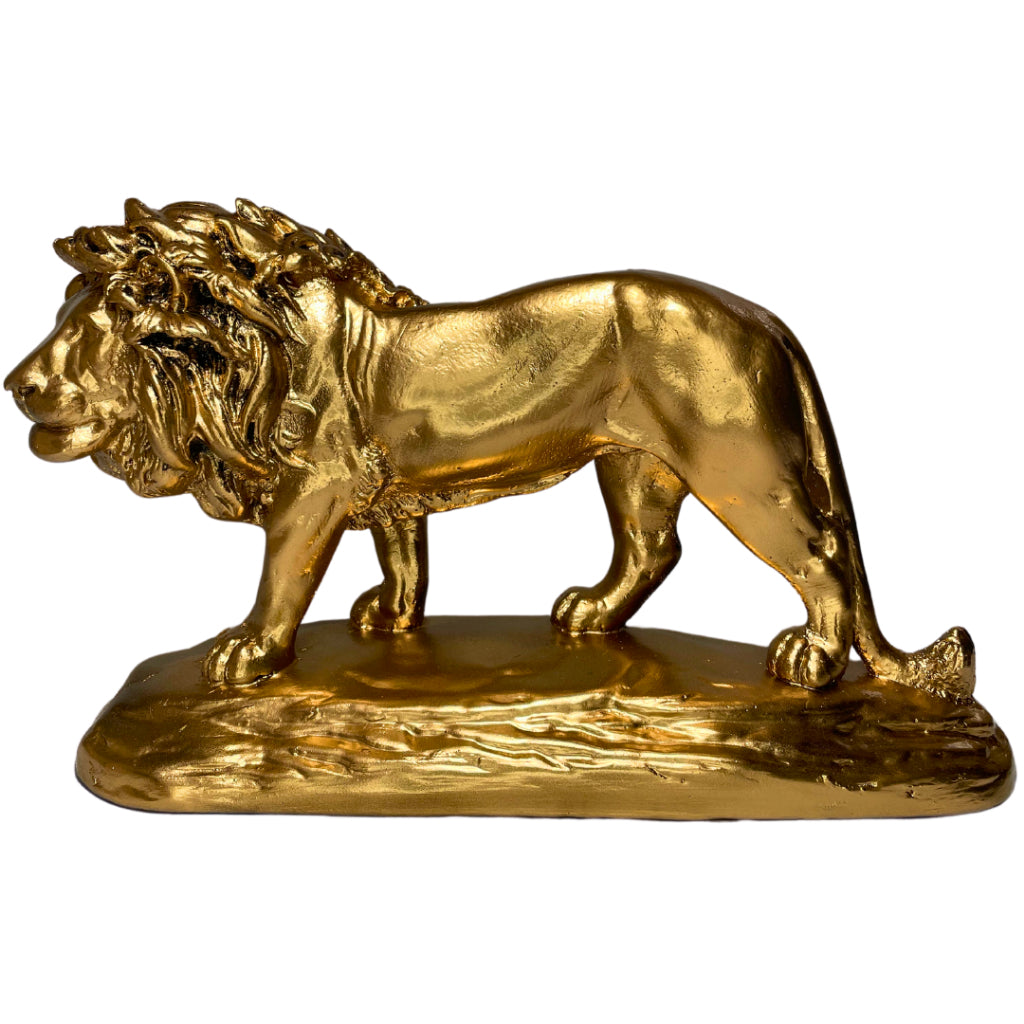 Escultura Leão Dourado Majesté - Leman Decor